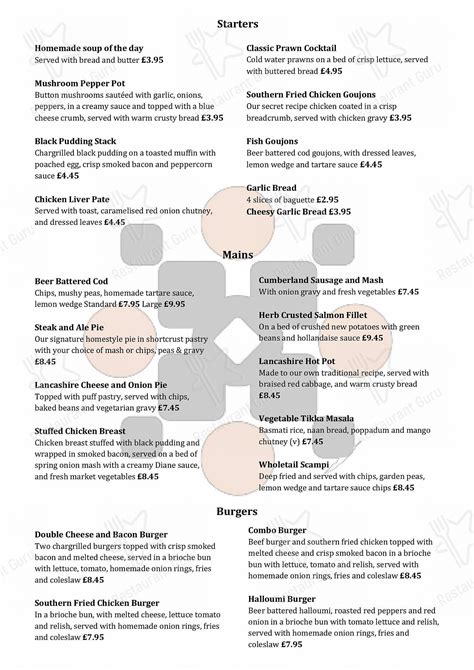 game cock menu|Game Cock Inn Menu